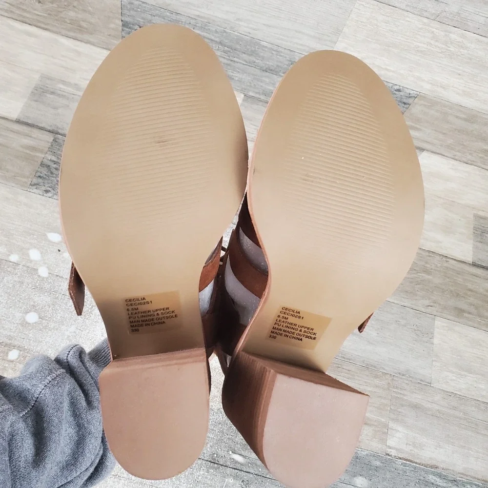 Steve Madden Cecilia Sandals Womens Sz 6.5 M Brown Suede Block Heel Strappy